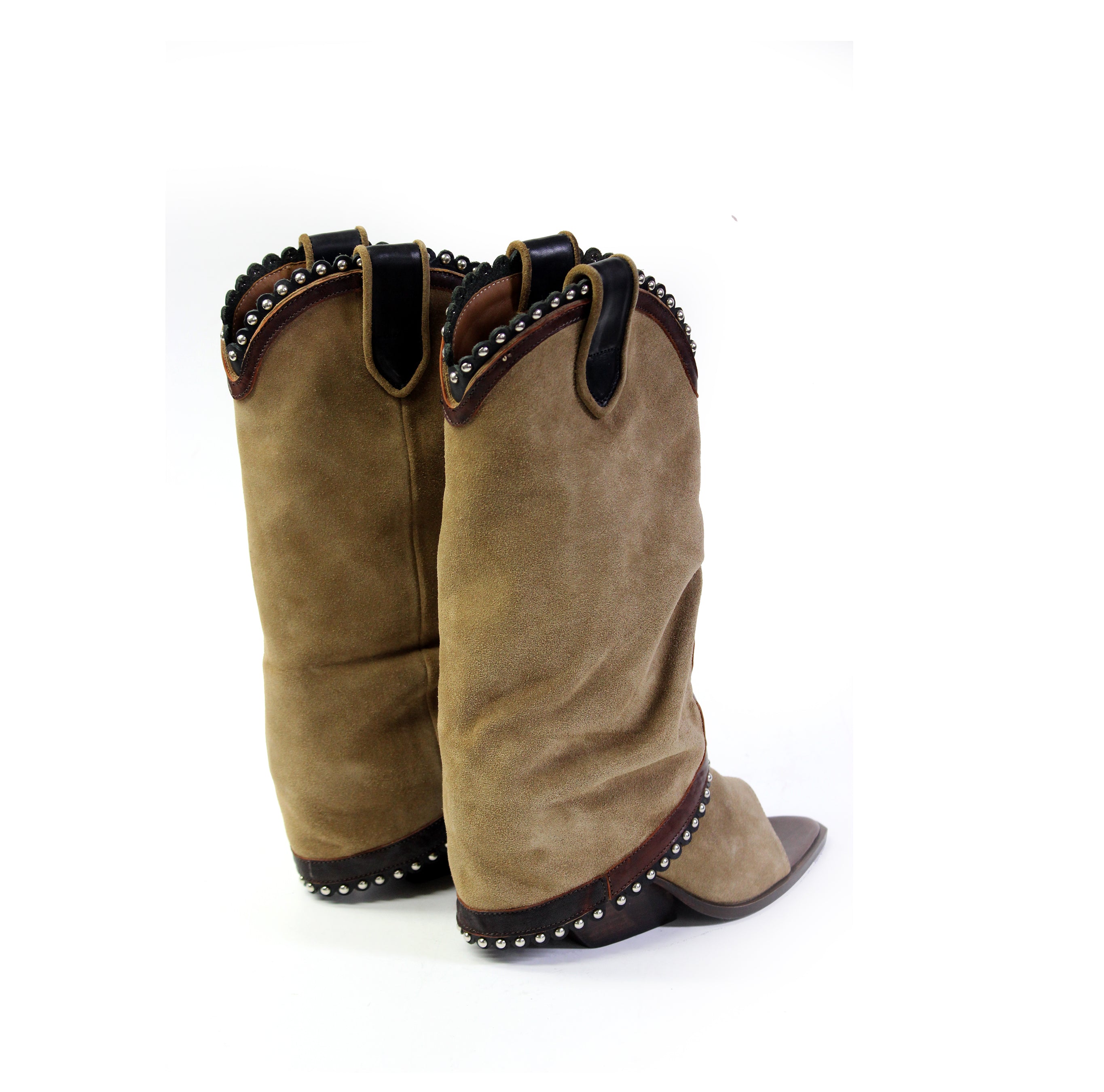 DAKOTA OPEN TOE SUEDE COWBOY BOOTS