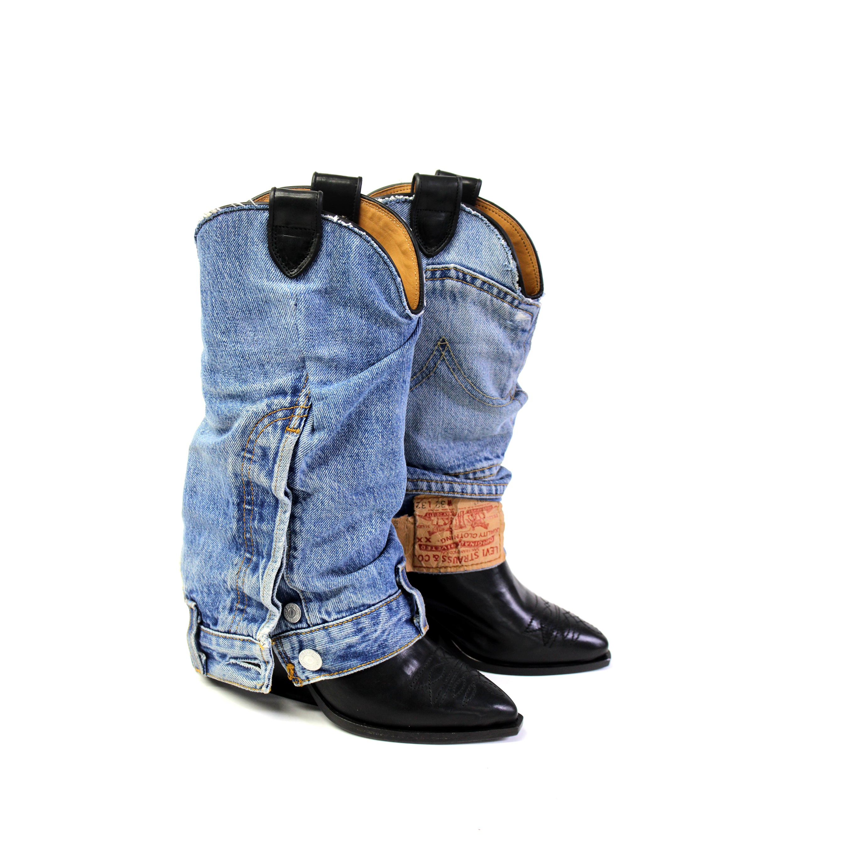 DENIMORA BLACK COWBOY BOOTS