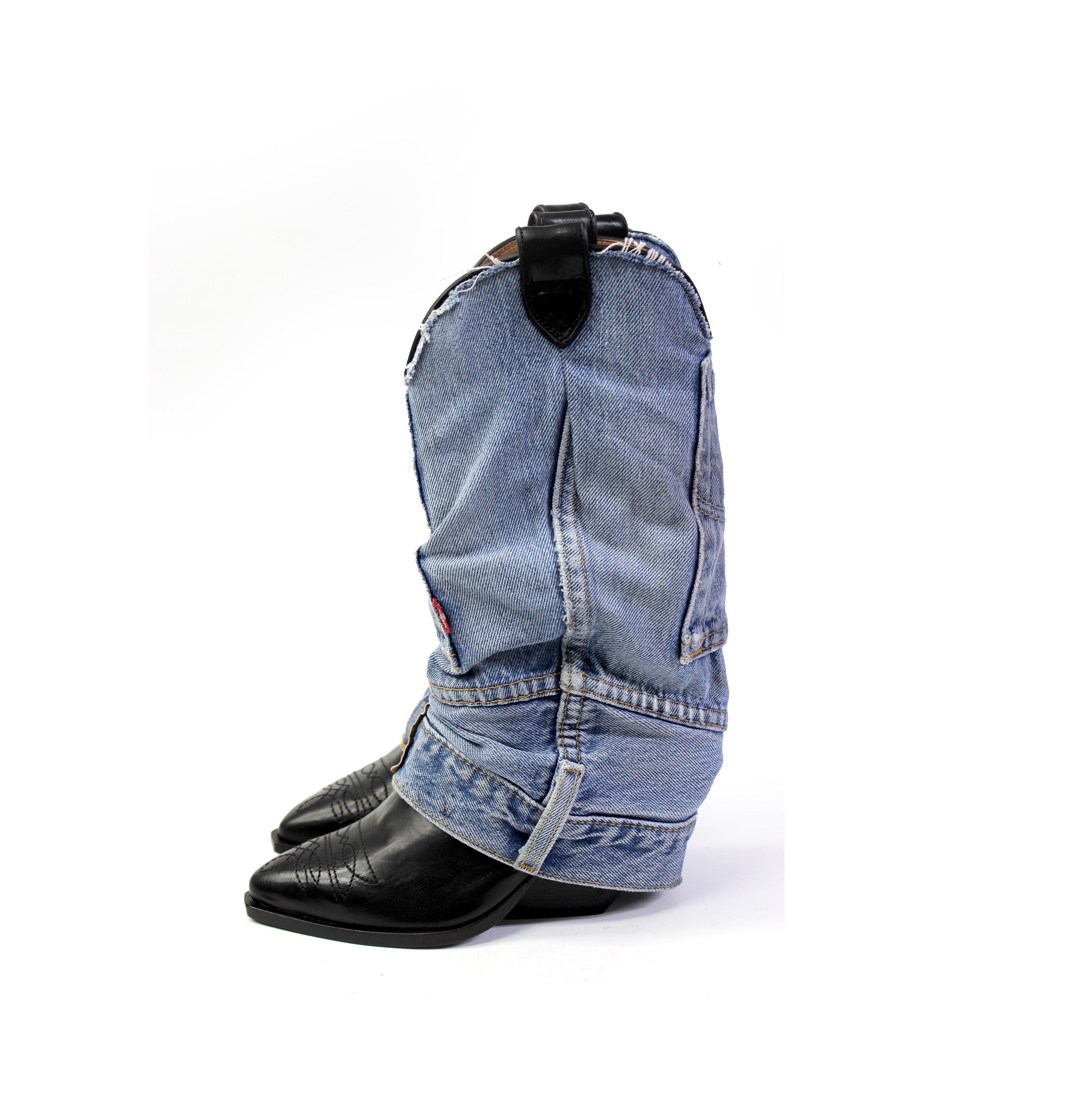 DENIMORA BLACK COWBOY BOOTS