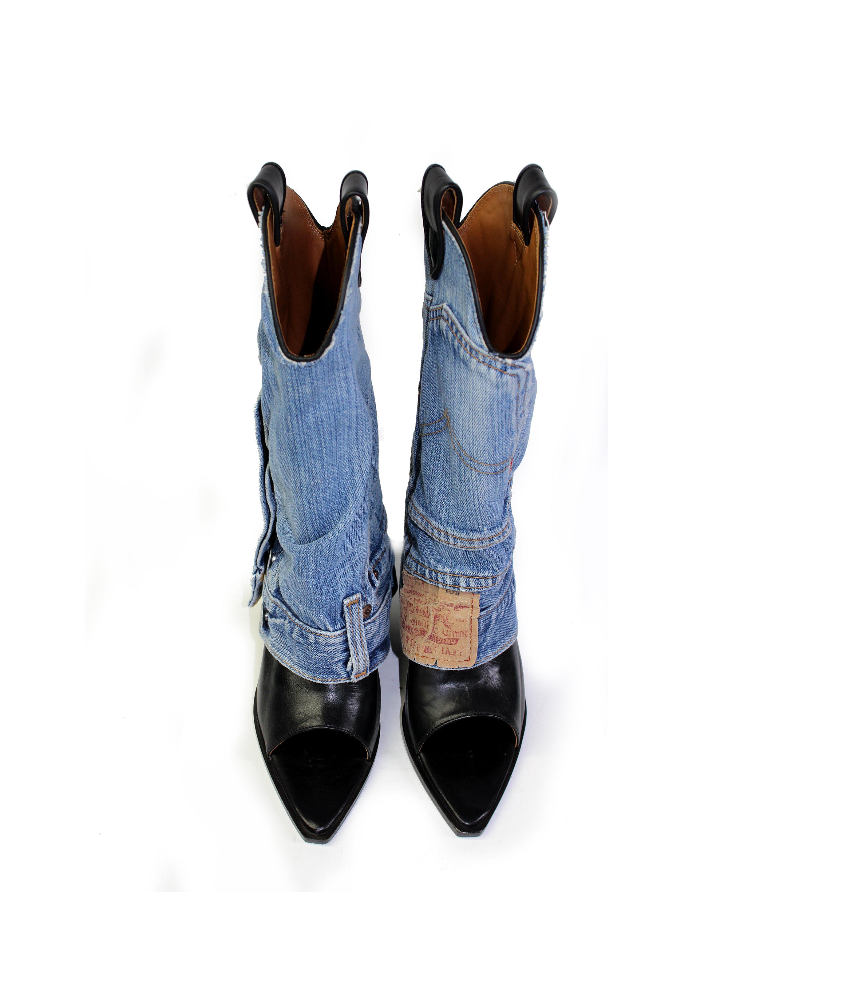 DAKOTA OPEN TOE DENIM COWBOY BOOTS