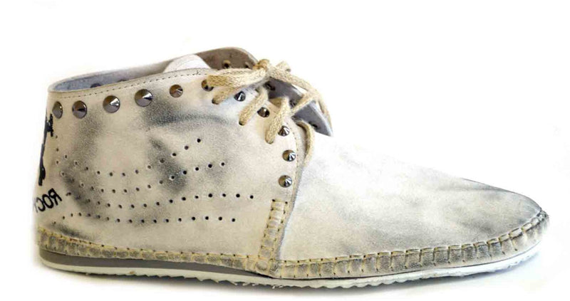 LAST PAIRS 45- WHITE STUDDED LEATHER LACED ESPADRILLAS