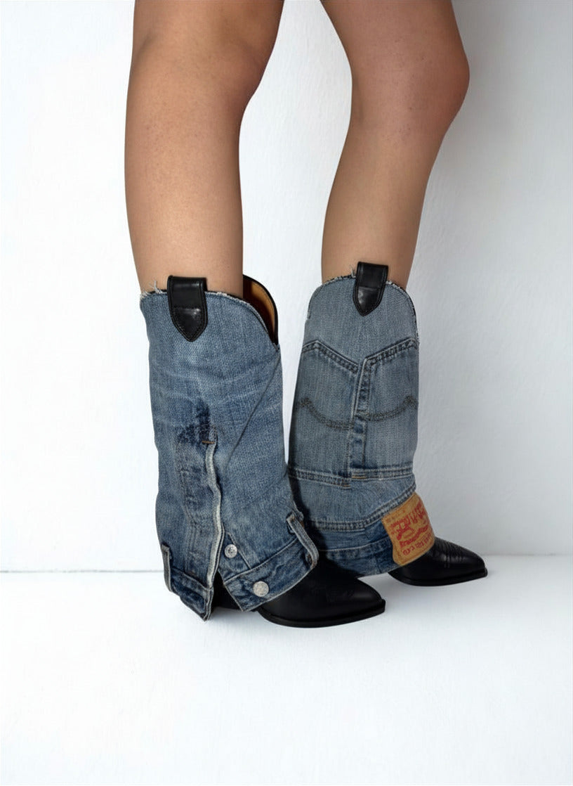 DENIMORA BLACK COWBOY BOOTS