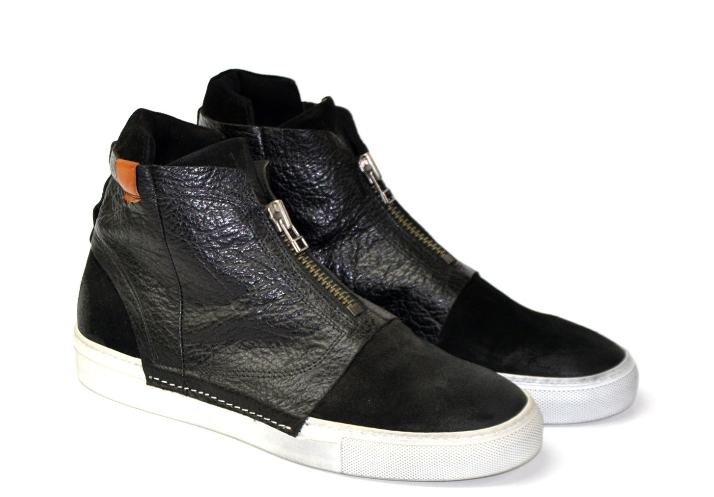 ALEX Front Zipped Black Sneakers