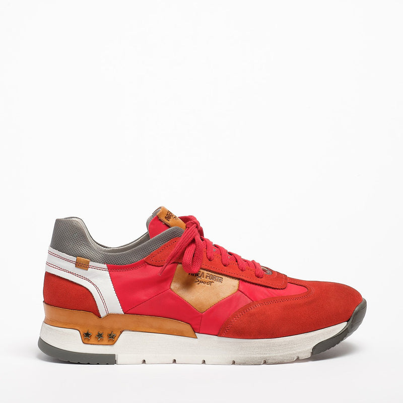 Mundialito Laced Shoes suede and nylon with vacchetta leather insert red