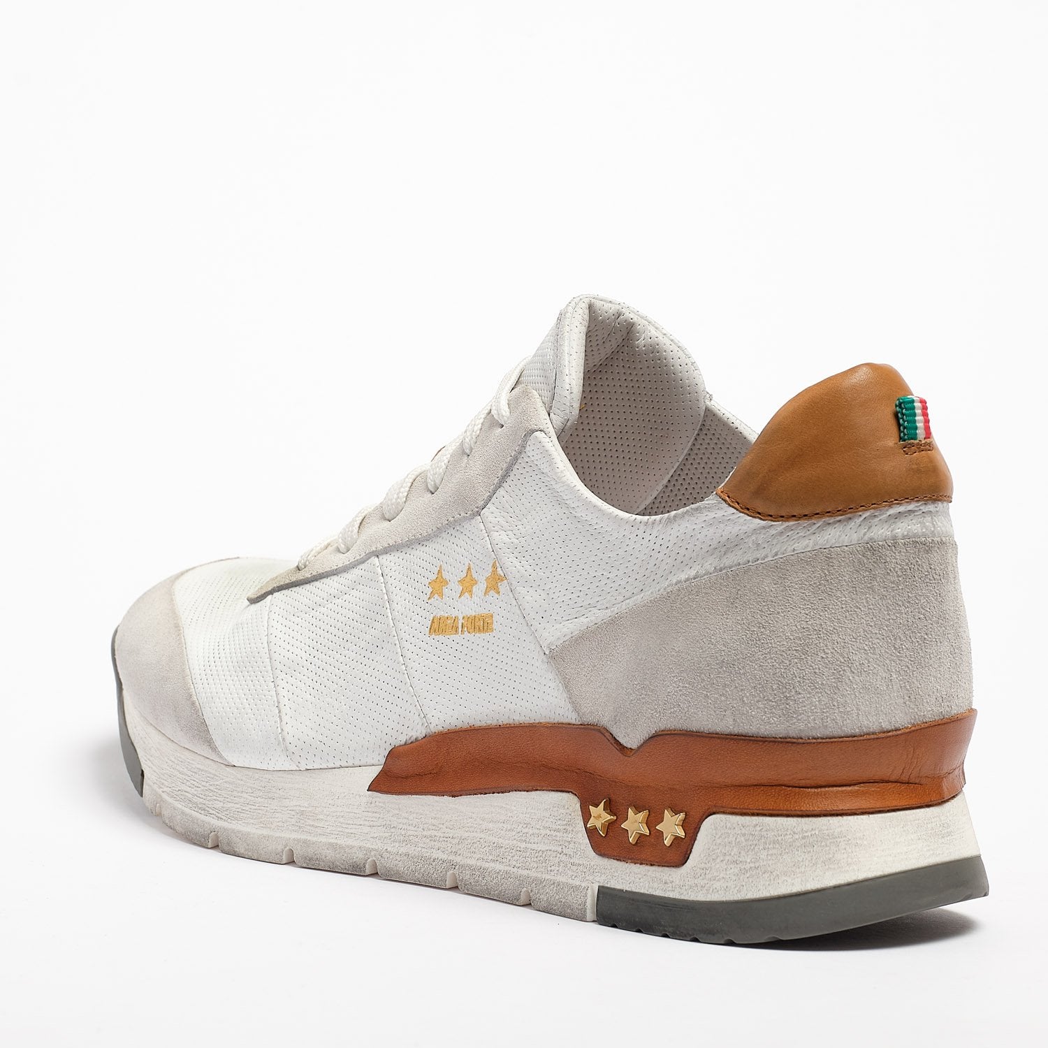 LAST PAIR 40-41//Mundialito Laced Shoes suede and soft leather with vacchetta leather insert white