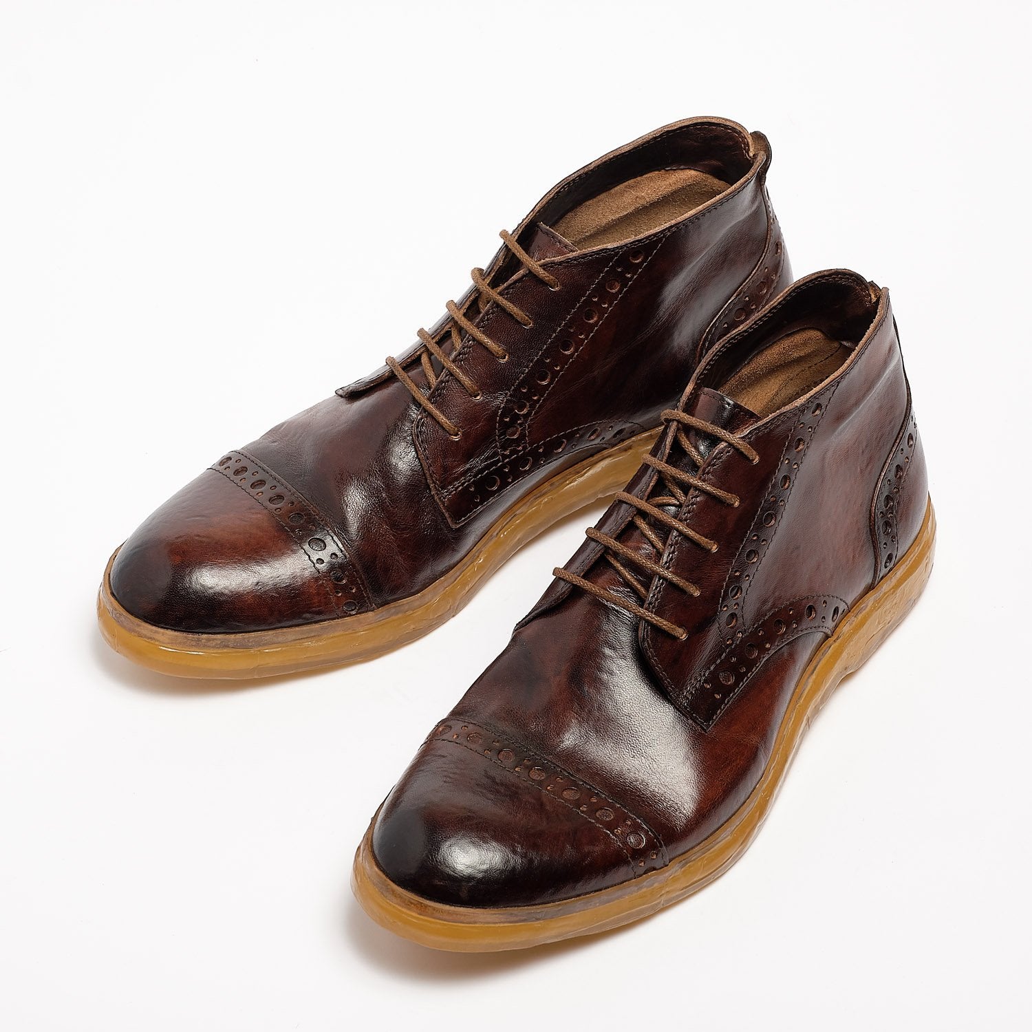 Darren Laced Mid Shoes natural vacchetta leather dark_brown
