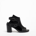 Lorna Buckles Open Shoes natural vacchetta leather black