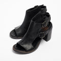 Lorna Buckles Open Shoes natural vacchetta leather black