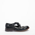Madeline Laced side open Shoes natural vacchetta leather dark navy
