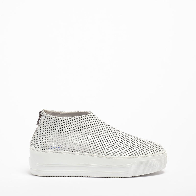 Jodie Back zip Shoes soft perforated leather white