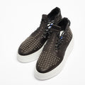 Annie Mid open studded shoe soft natural leather black
