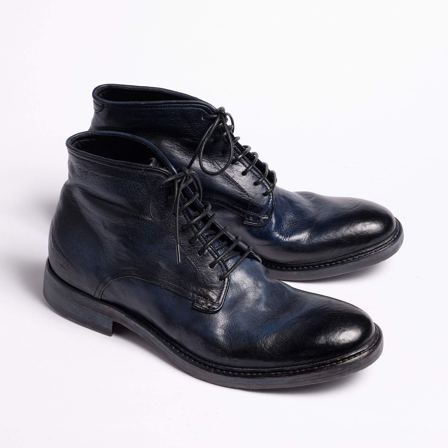 Douglas Lace Mid Shoes Natural Buffalo leather navy