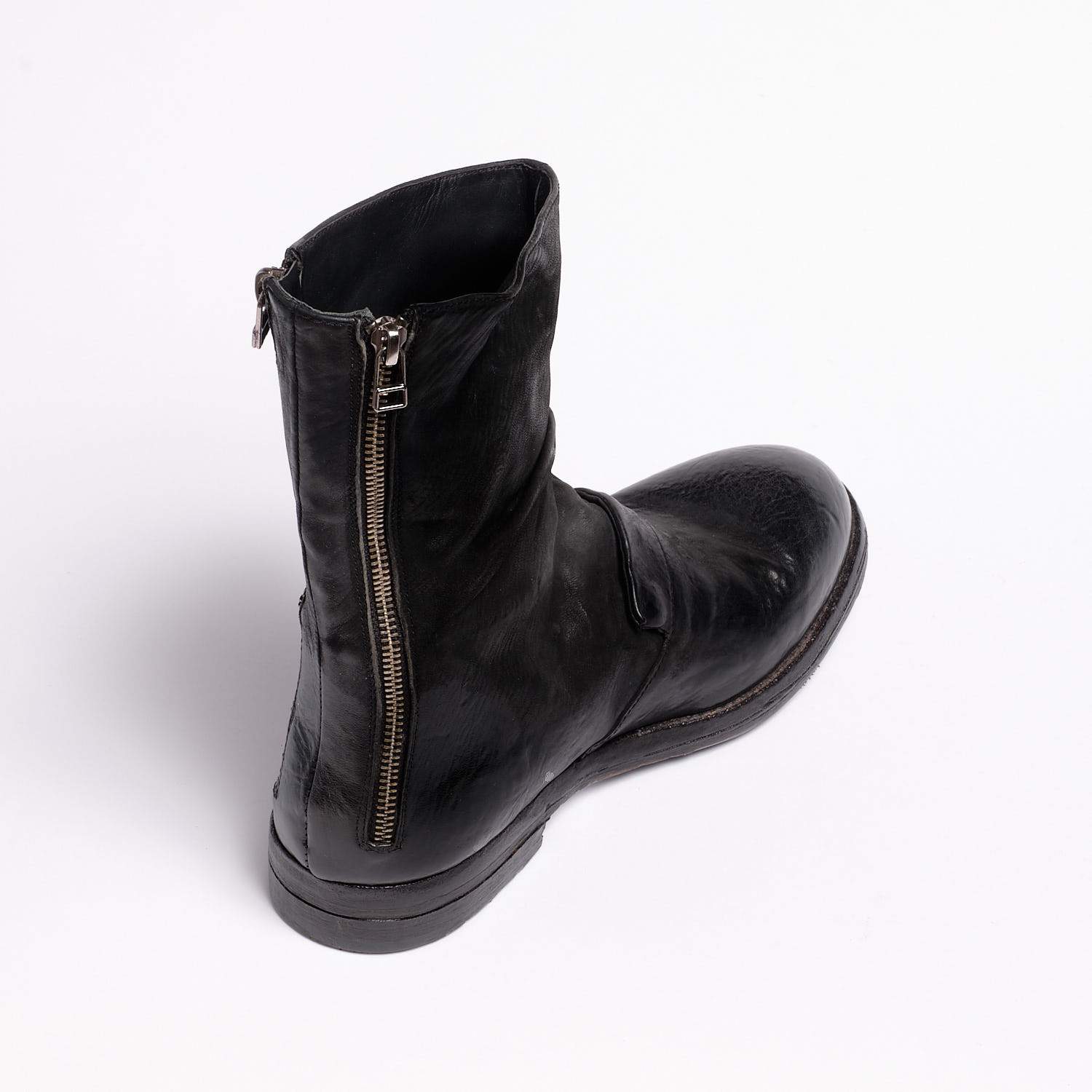 Jode Double Zip Boot Natürliches Pferdeleder schwarz