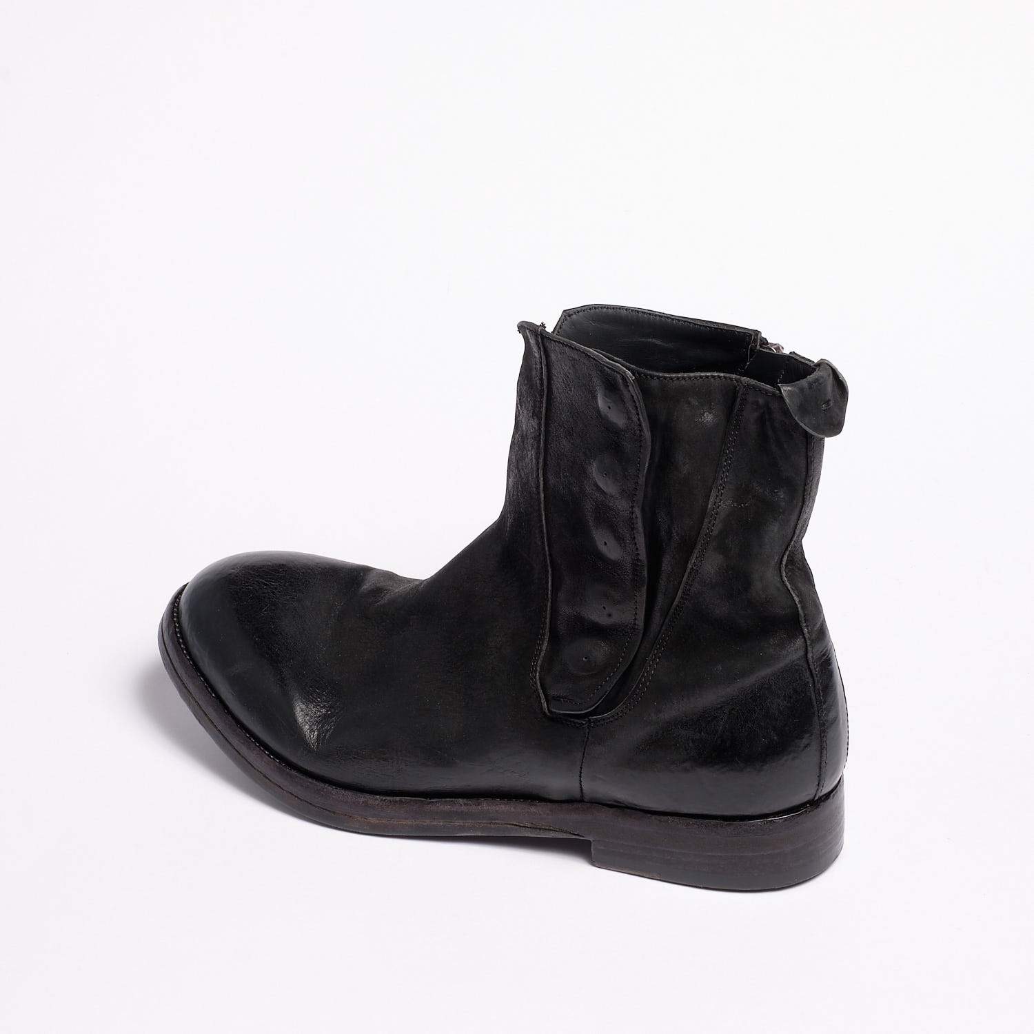 Woody Zip mid Boot Natural Horse leather black