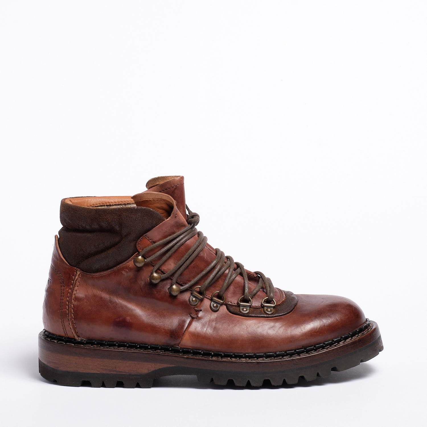 Raff Laced Mid Shoes Natural Horse leather terra