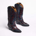 Karen Texan high boot soft calf leather Blue-Bordeaux