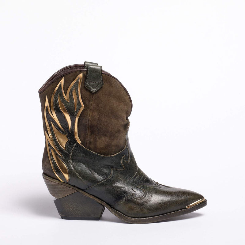 Emmy Texan  boot soft buffalo leather Green-Gold